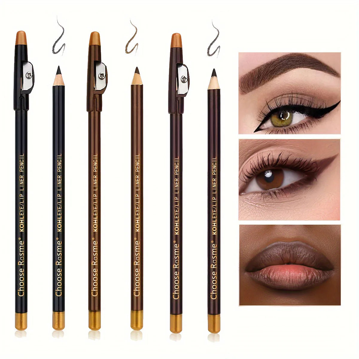 Set de 3 Crayons Eyeliner, Sourcils et Lèvres 3-en-1