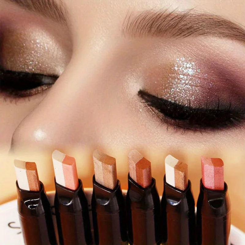 Bâton Fard à Paupières Double Couleur – Dégradé Scintillant & Effet Métallique Waterproof