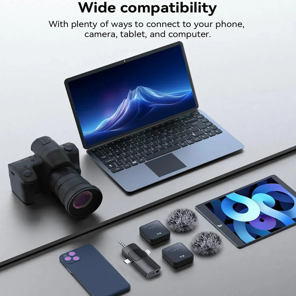 Microphone 3 en 1 sans Fil – Compatible avec iPhone/Android (Microphone + Enregistreur + Haut-parleur)