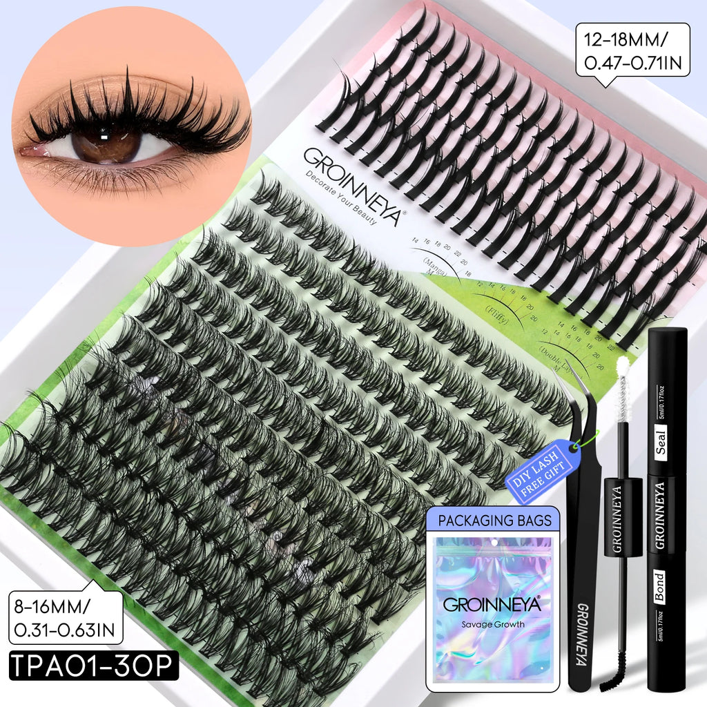 Lash Clusters Kit DIY Manga Cluster Lashes Set Spikes Lashes Cluster Extension Full Set Individual Eyelashes Makeup