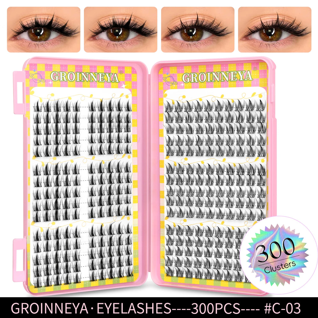 Eyelashes Clusters 320 pcs Natural Eyelash extension Cluster Lashes Volume Mixed Tray Lashes Cluster Natural Lashes