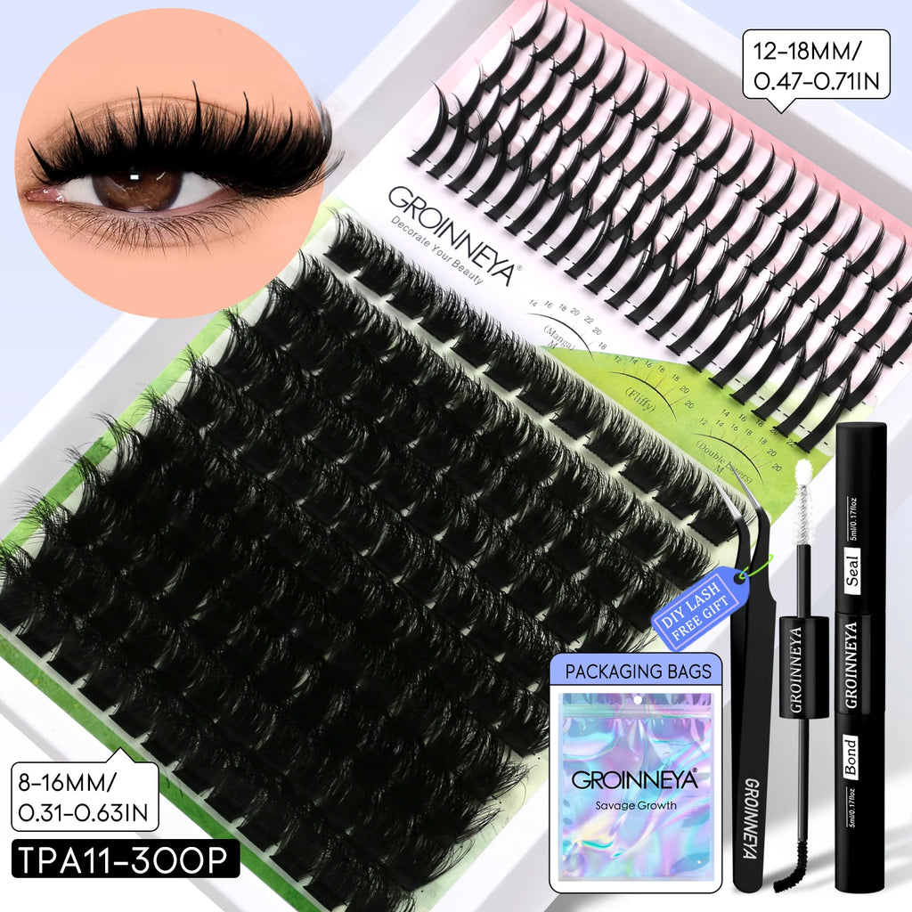 Lash Clusters Kit DIY Manga Cluster Lashes Set Spikes Lashes Cluster Extension Full Set Individual Eyelashes Makeup