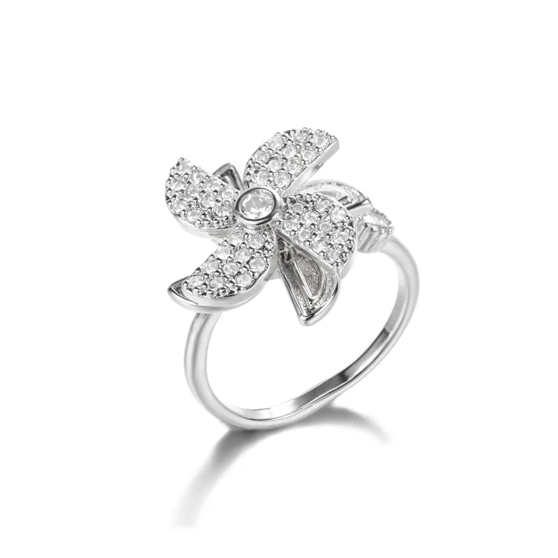 Bague Spinner Trèfle de Luxe – Anti-Stress Couleur Or 18K