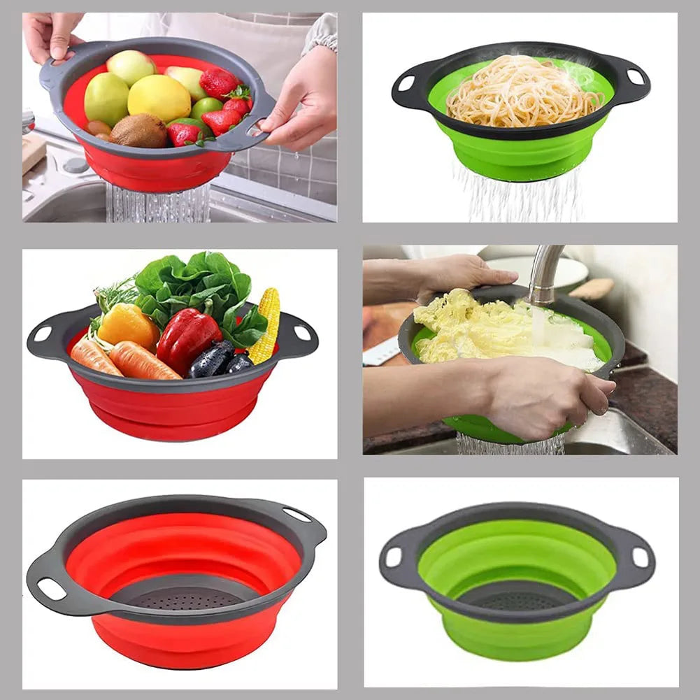 Panier de Vidange Pliant en Silicone – Passoire et Egouttoir Pliable pour Fruits et Légumes