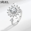 Bague Spinner en Cristal – Papillon & Tournesol, Bague Anti-Anxiété Rotative pour Femme, Bijoux Tendance