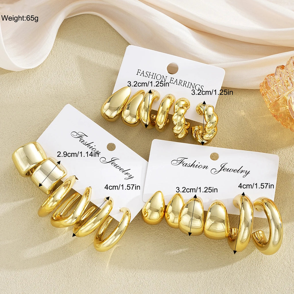Ensemble de Boucles d’Oreilles – Style Vintage, Géométrique & Mode
