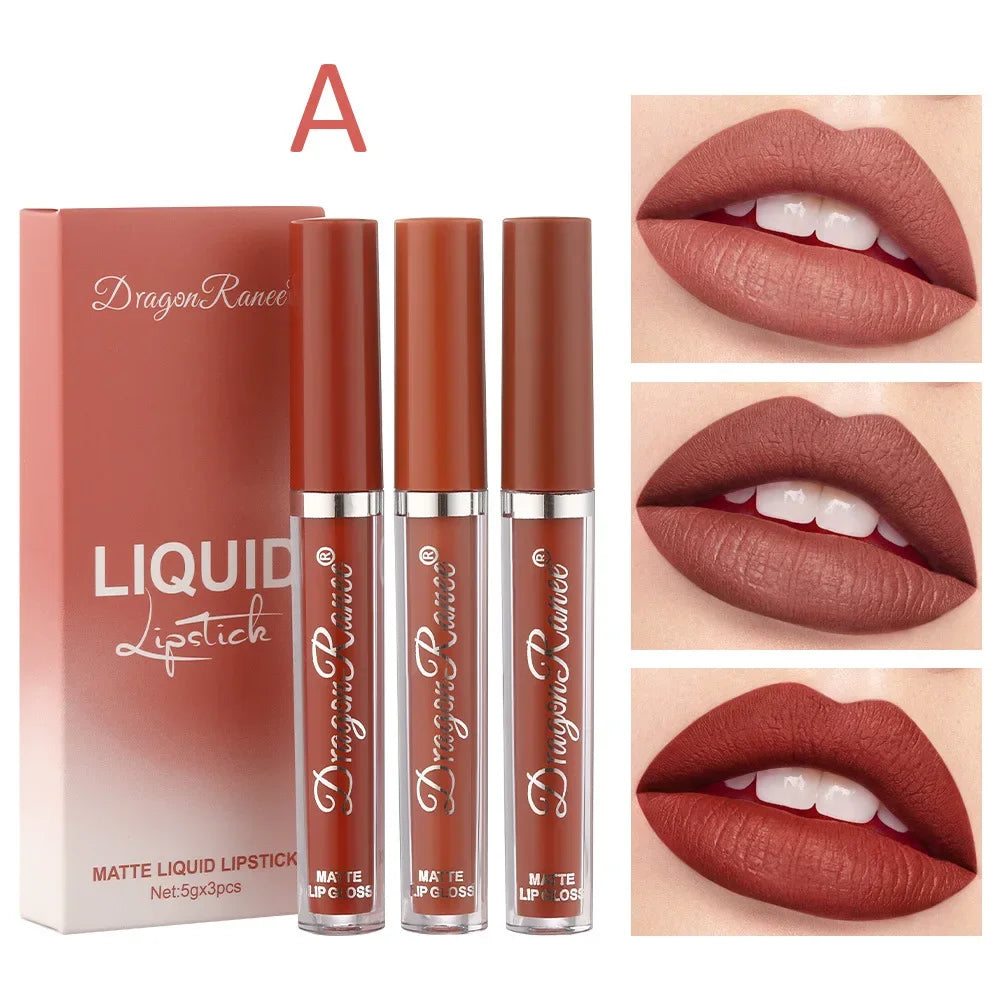 Ensemble de 3 Rouges à Lèvres Liquides – Longue Tenue & Waterproof