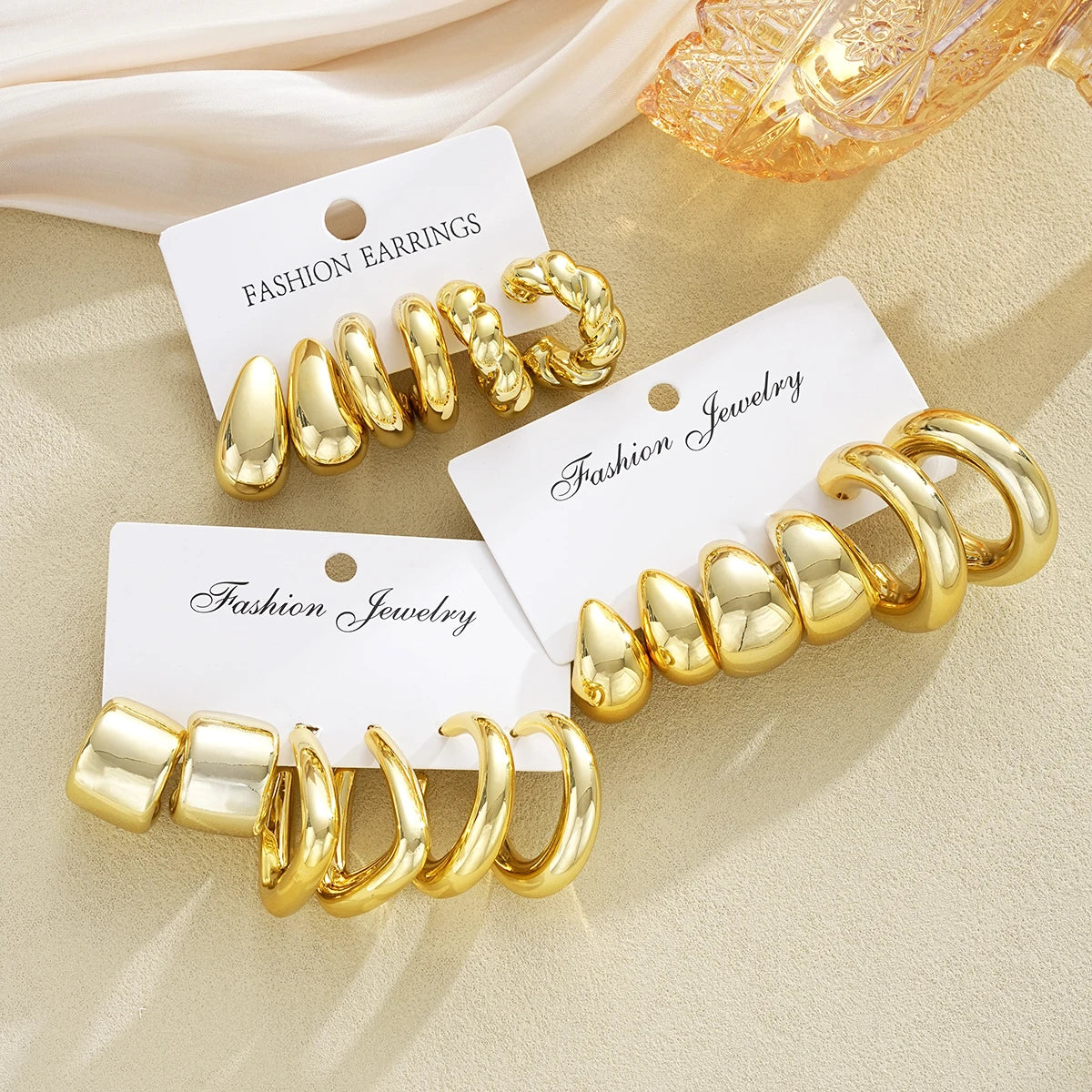 Ensemble de Boucles d’Oreilles – Style Vintage, Géométrique & Mode