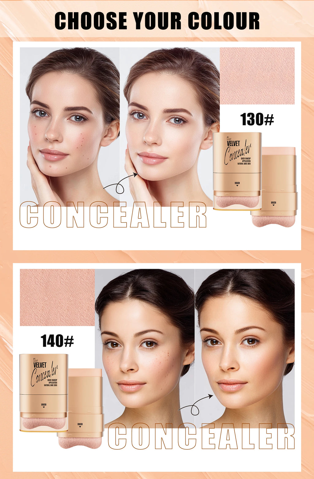Bâton Correcteur & Fond de Teint 2 en 1 – Couvre-Cernes, Imperméable & Maquillage Impeccable