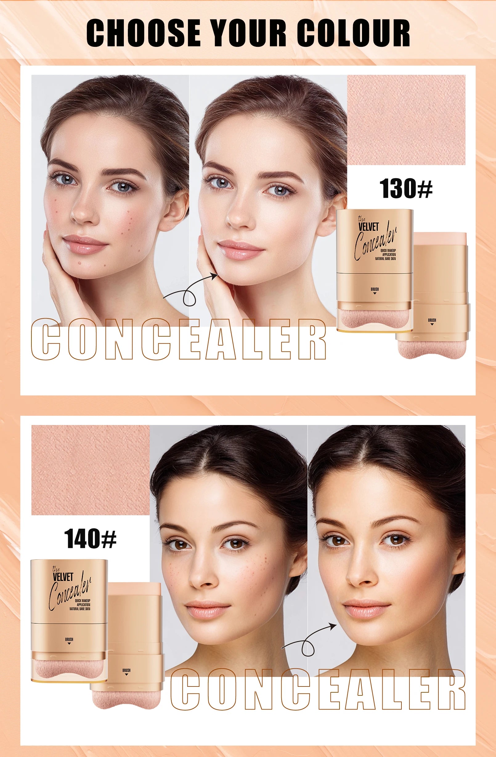 Bâton Correcteur & Fond de Teint 2 en 1 – Couvre-Cernes, Imperméable & Maquillage Impeccable