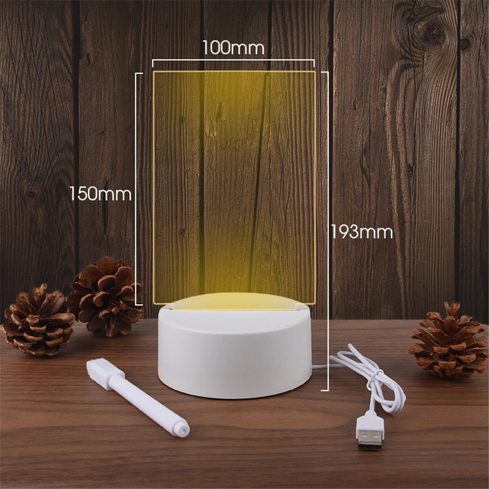 Tableau LED Lumineux Effaçable – Veilleuse USB Design & Mémo Créatif
