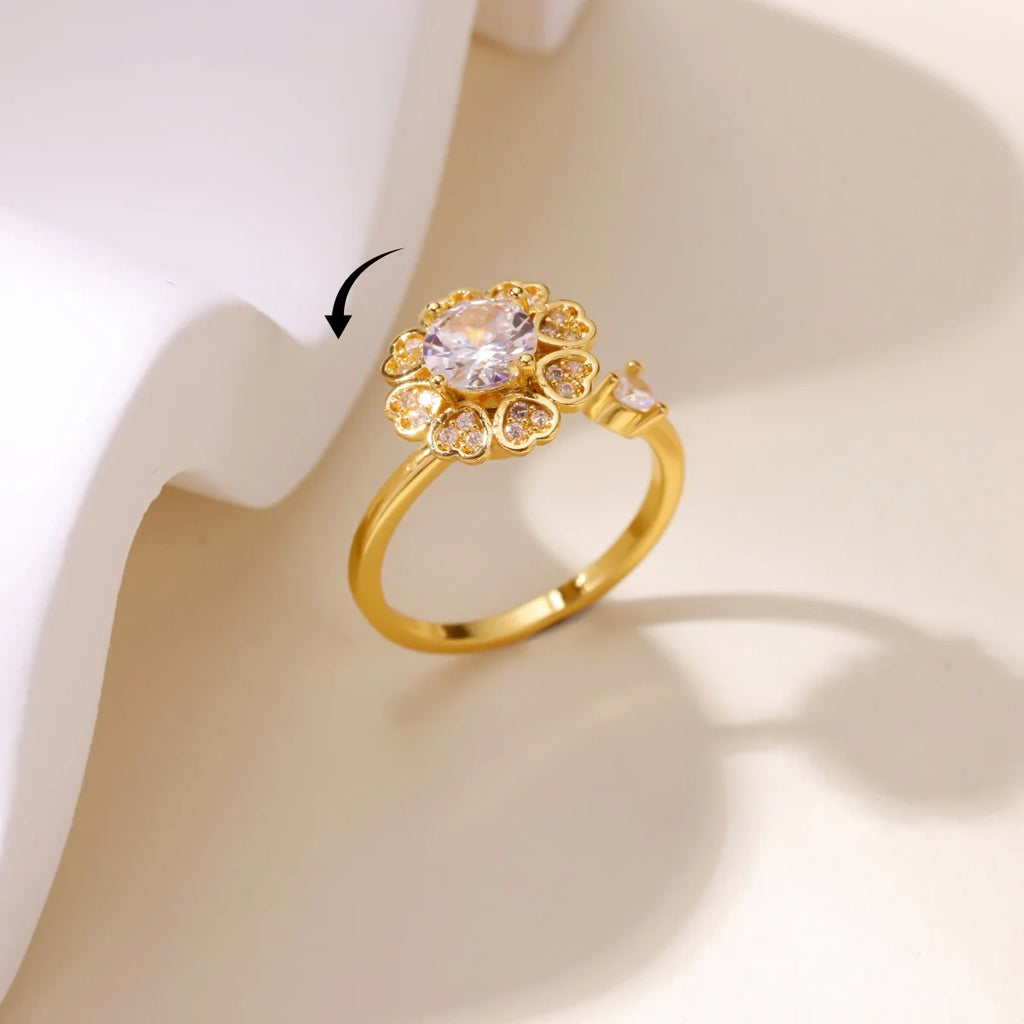 Bague Spinner Trèfle de Luxe – Anti-Stress Couleur Or 18K