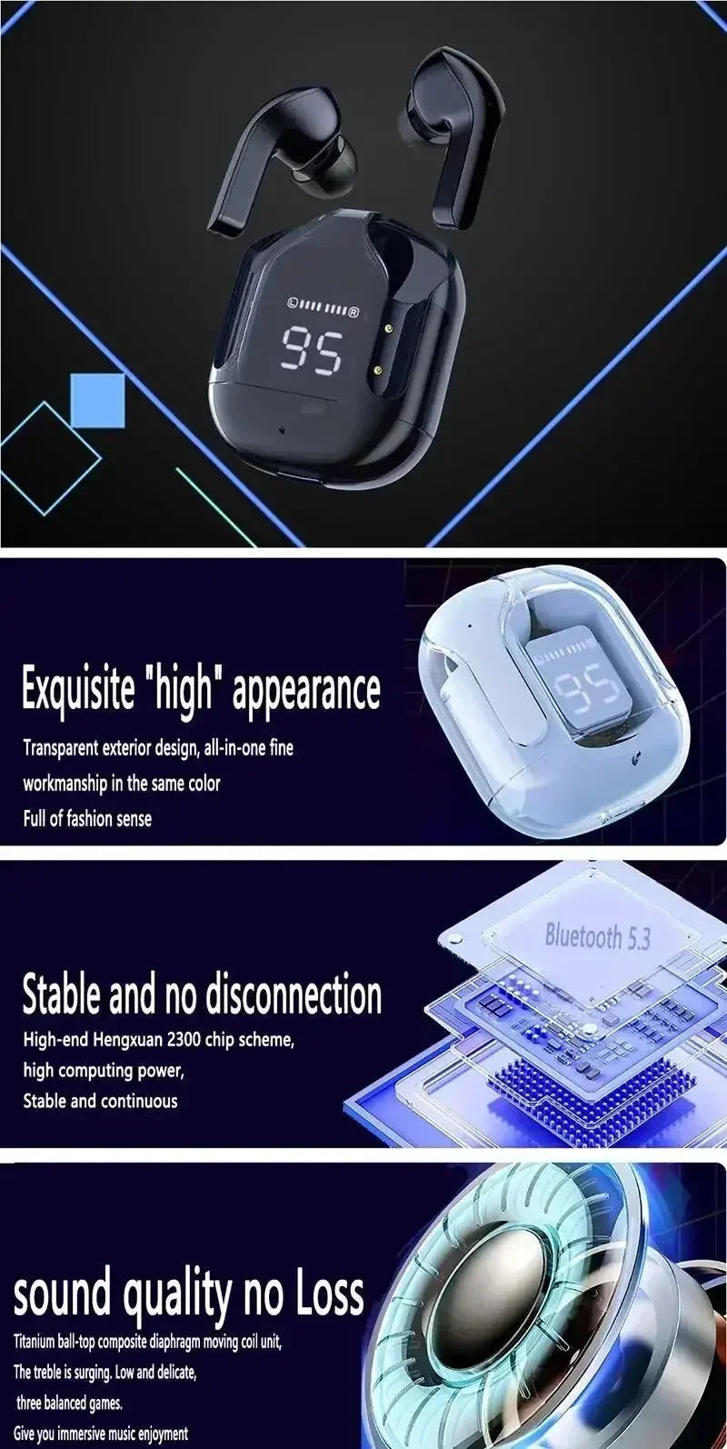 Écouteurs Sans Fil AIR31 TWS Bluetooth 5.3, Compatibles avec Huawei, Xiaomi, iPhone