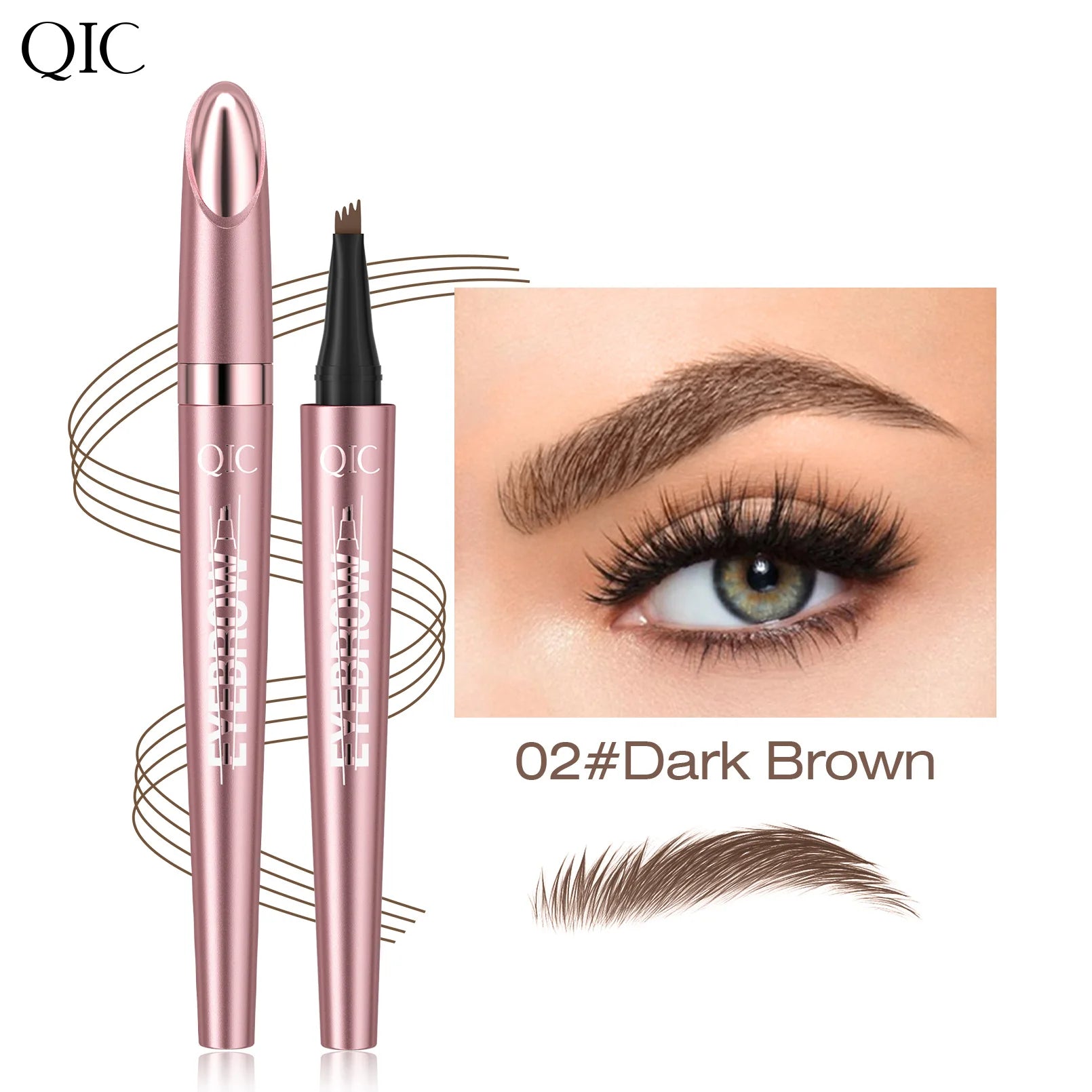 Crayon à Sourcils Magique 4 Fourchettes – Microblading 3D, Imperméable & Couleur Naturelle