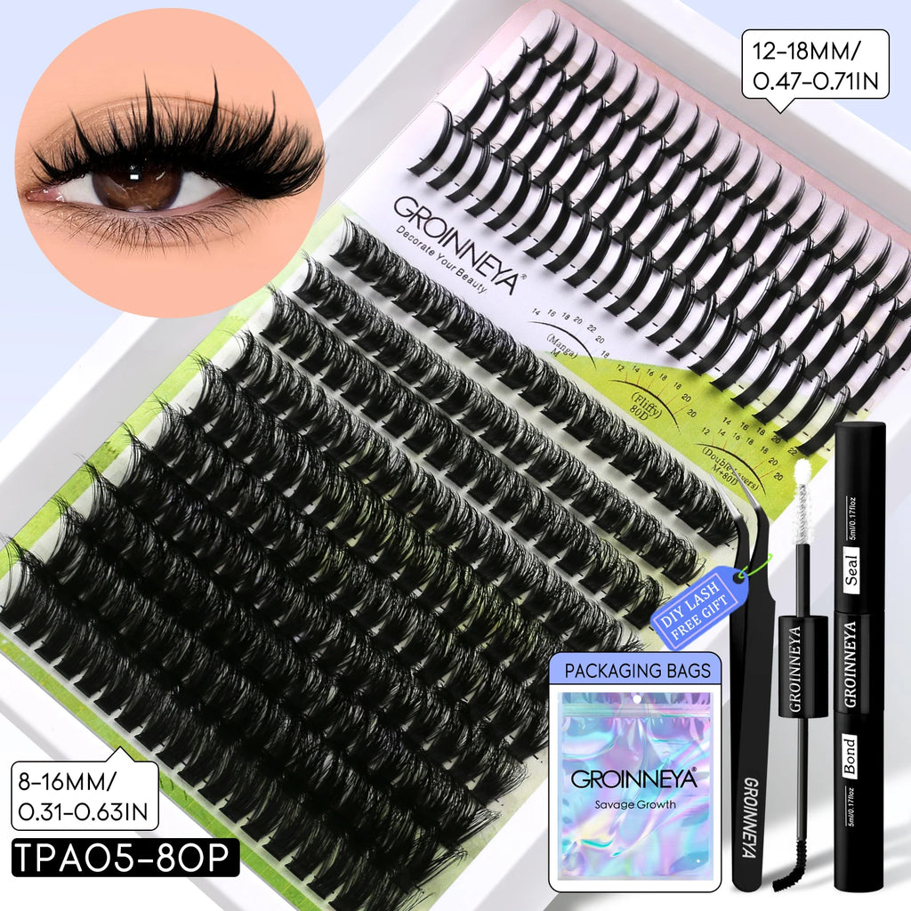 Lash Clusters Kit DIY Manga Cluster Lashes Set Spikes Lashes Cluster Extension Full Set Individual Eyelashes Makeup