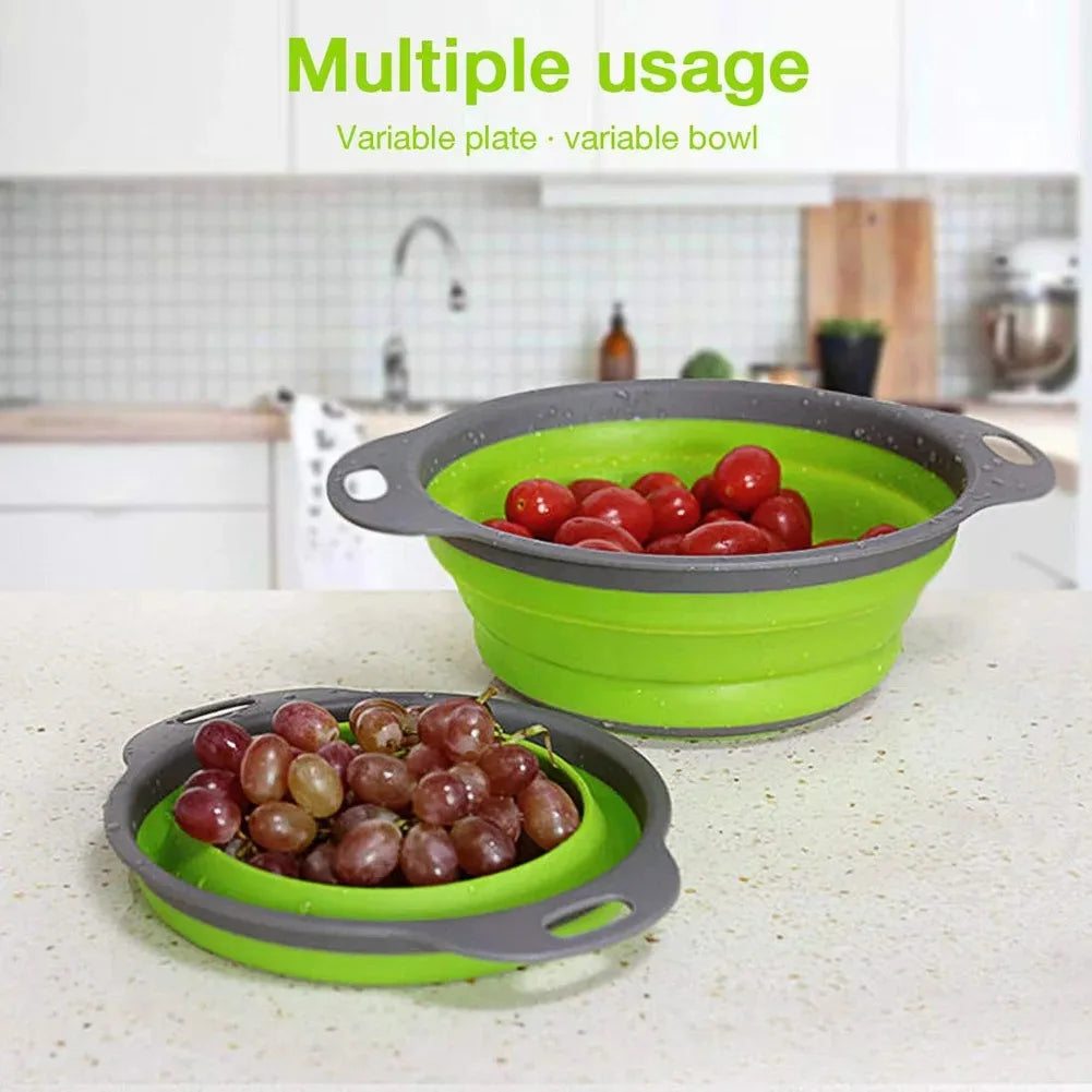 Panier de Vidange Pliant en Silicone – Passoire et Egouttoir Pliable pour Fruits et Légumes