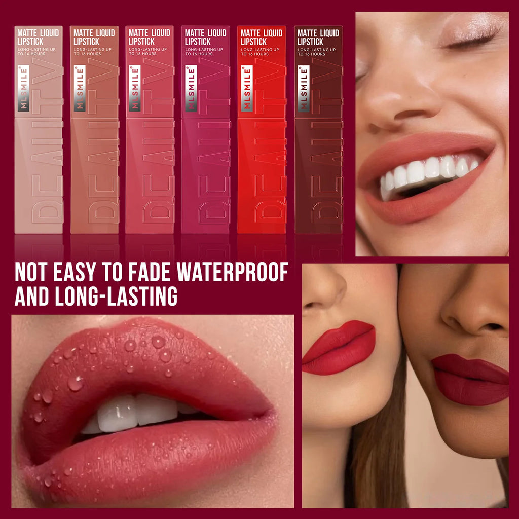 Rouge à Lèvres Liquide Satin Velours – Anti-Adhésif, Imperméable & Longue Durée