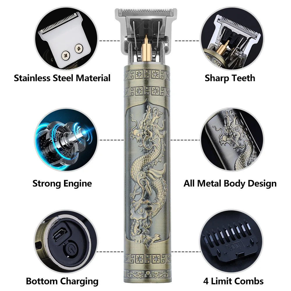 Tondeuse Cheveux Rétro T9 – Rasoir Electrique Professionnel pour Homme