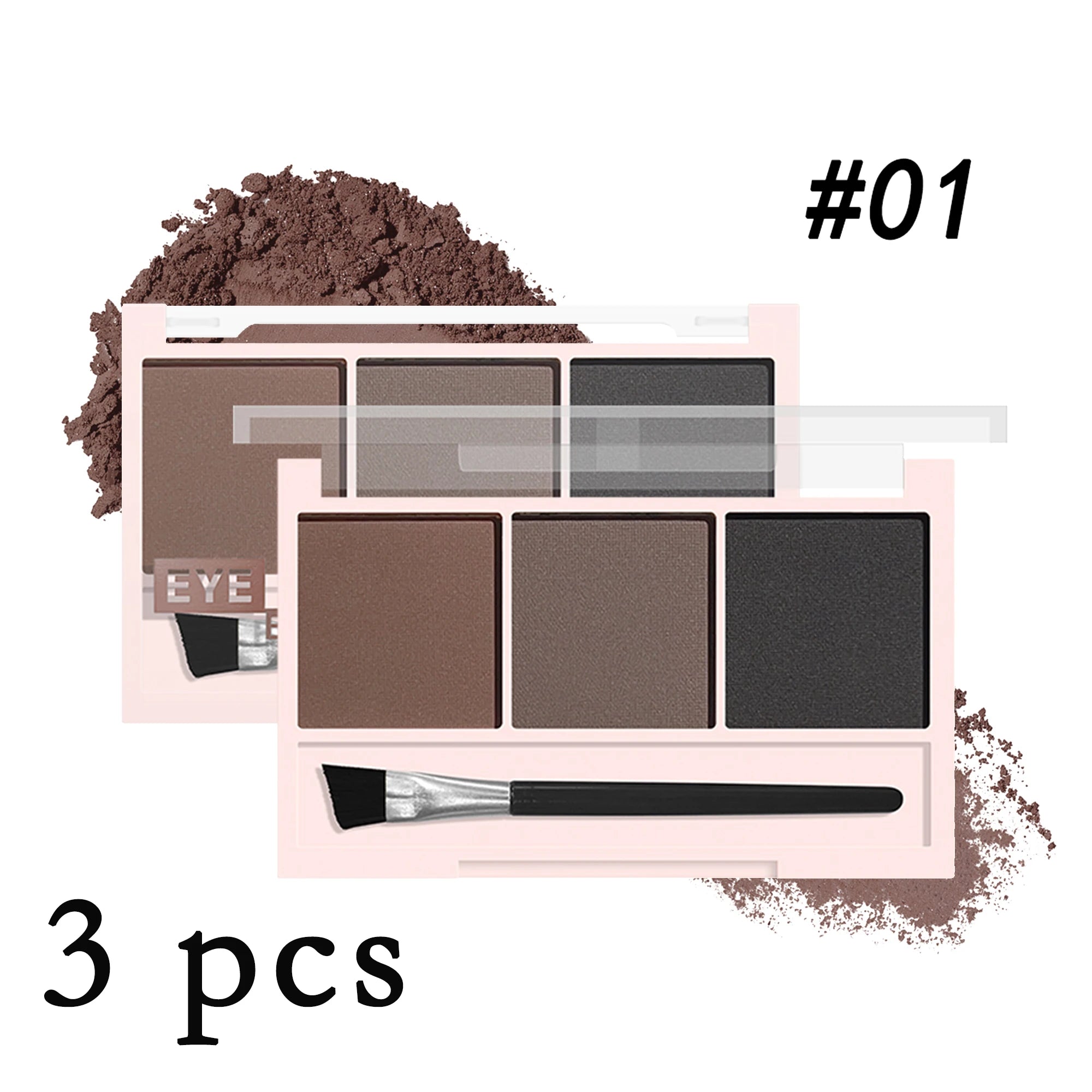 Ensemble de Poudre à Sourcils 3 Couleurs avec Pinceau