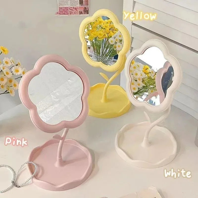 Miroir de Bureau Créatif à Fleurs – Décoratif pour Chambre et Dortoir