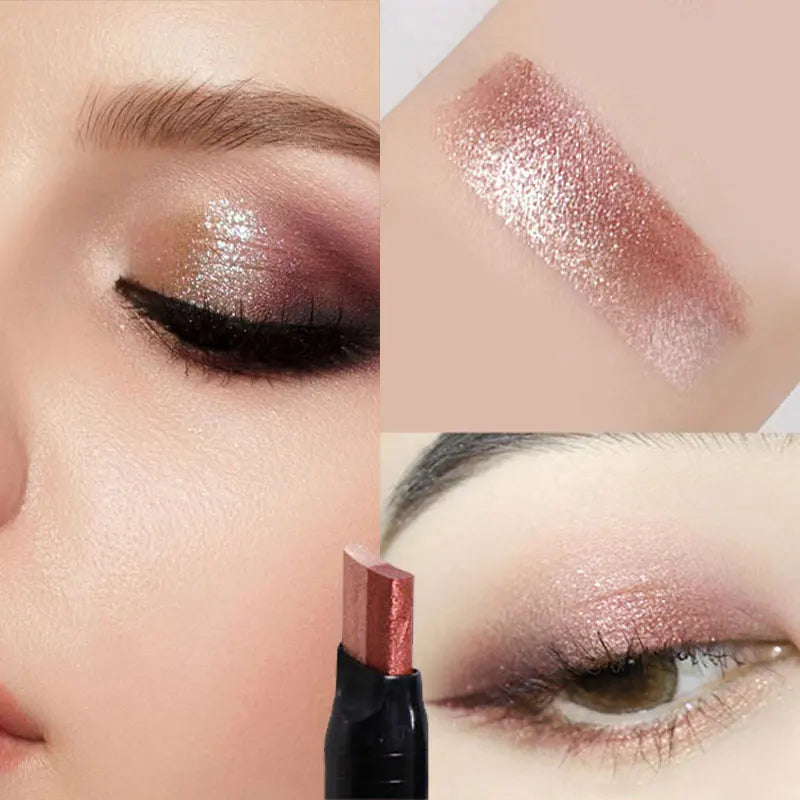 Bâton Fard à Paupières Double Couleur – Dégradé Scintillant & Effet Métallique Waterproof