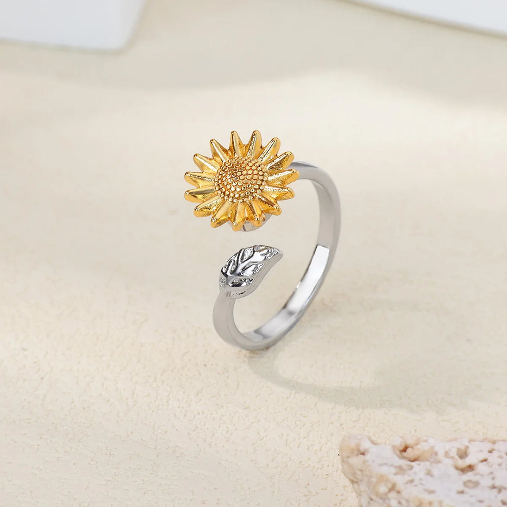 Bague Spinner Trèfle de Luxe – Anti-Stress Couleur Or 18K