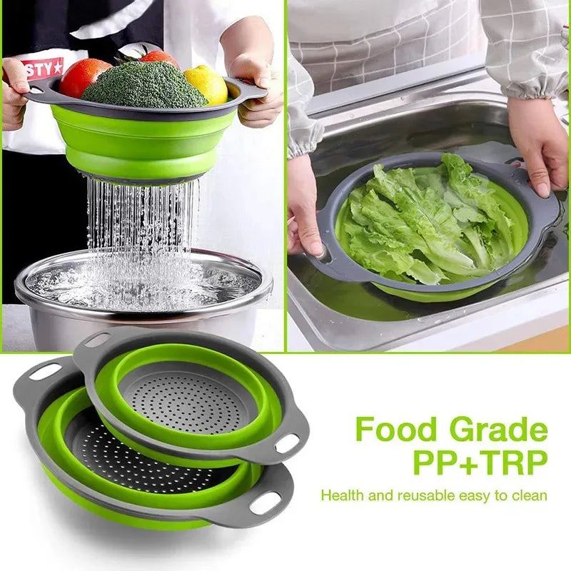 Panier de Vidange Pliant en Silicone – Passoire et Egouttoir Pliable pour Fruits et Légumes