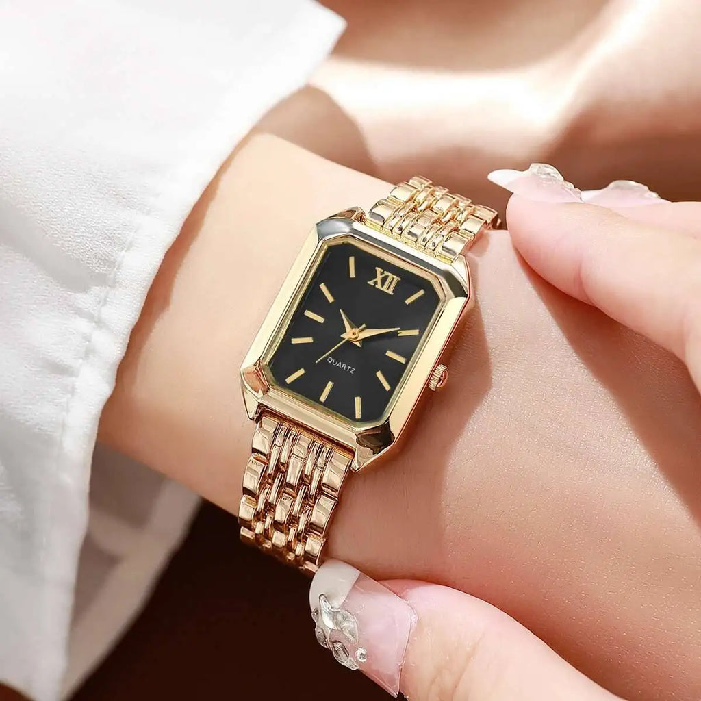 Montre à Quartz Rectangulaire pour Femmes – Bracelet Analogique de Luxe