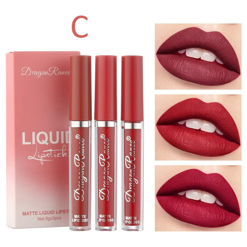 Ensemble de 3 Rouges à Lèvres Liquides – Longue Tenue & Waterproof