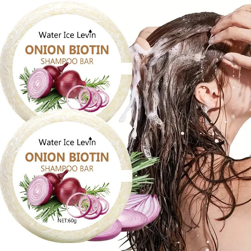 Savon Shampoing à l'Oignon & Biotine Water Ice Levin 60g – Soin Lavant Naturel Hydratant & Lissant pour Tous Types de Cheveux