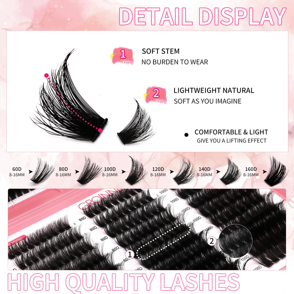 Cils Individuels DIY Effet œil de Chat, Volume Moelleux, Plateau Mixte
