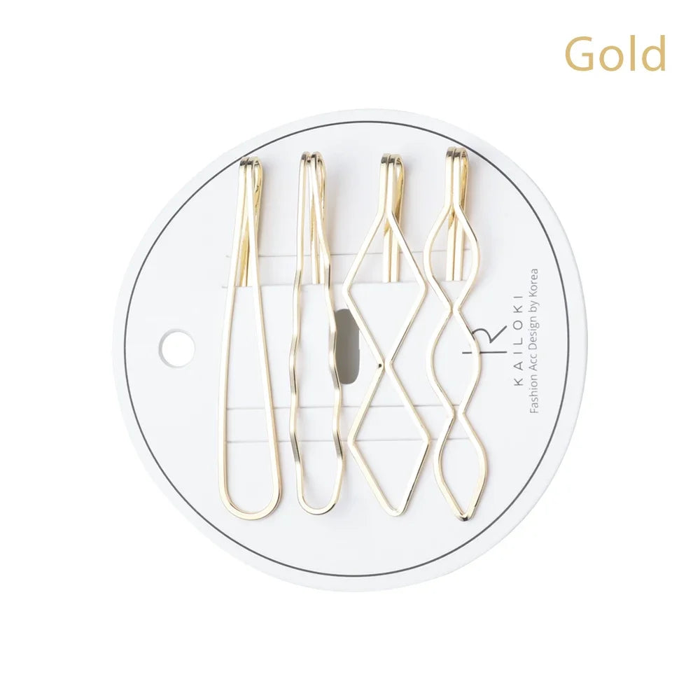 Korea Simple Metal Hair Clips for Women Geometric Rhombus Gold Silver Color Hairpins Hair Accessories Barrettes Clips