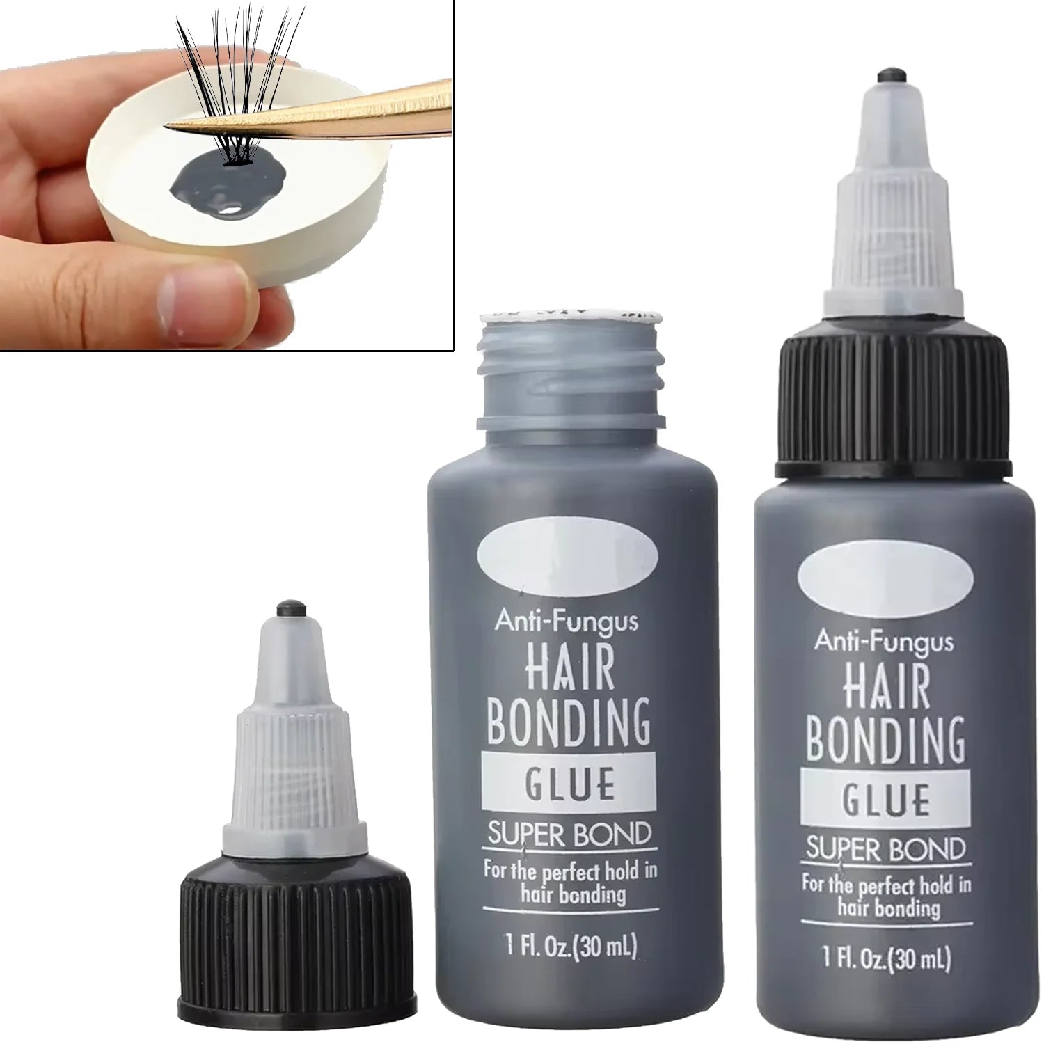 1oz/2oz Bonding Glue for Lash Waterproof Extra Strong Eyelash Extension Glue Strong Hold Black Adhesive Professional Supplies