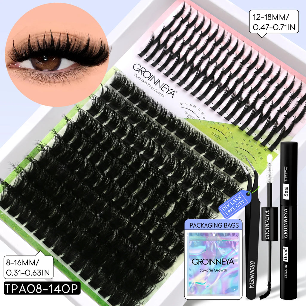 Lash Clusters Kit DIY Manga Cluster Lashes Set Spikes Lashes Cluster Extension Full Set Individual Eyelashes Makeup