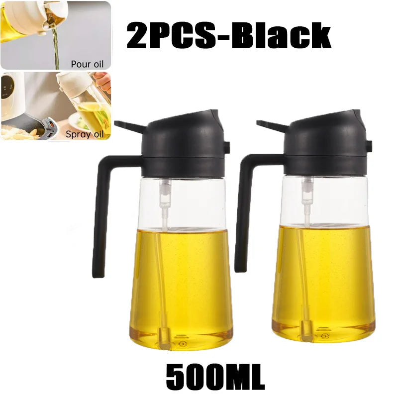 Bouteille de Pulvérisation d'Huile 2 en 1 – Distributeur et Injecteur 500 ml