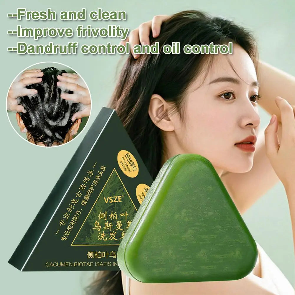 Usman Grass & Platycladus Shampoo Bar Hair Growth Natural Hair Loss Treat Strengthens Roots Control Oil Cleanses Scalp Soap NEW