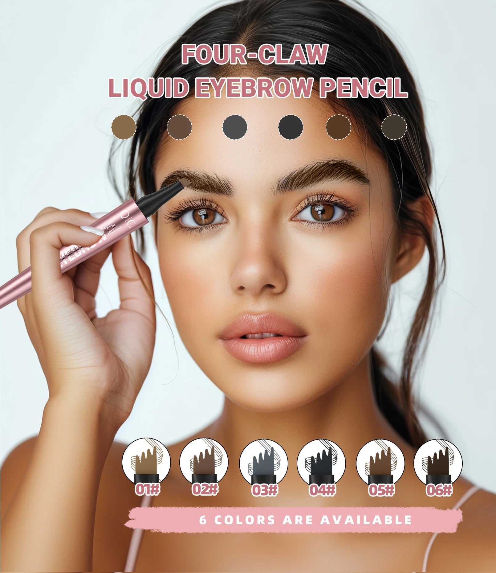 Crayon à Sourcils Magique 4 Fourchettes – Microblading 3D, Imperméable & Couleur Naturelle