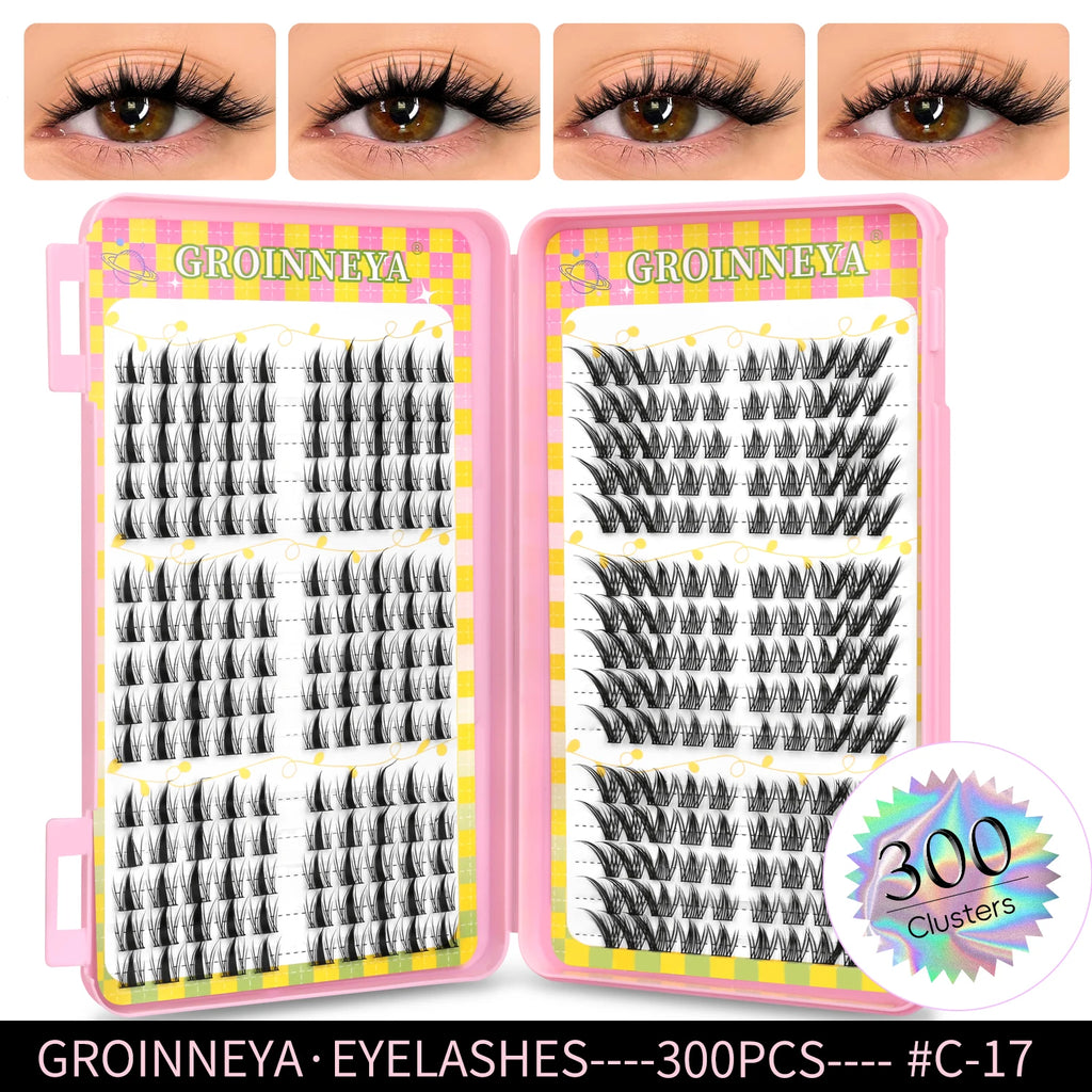 Eyelashes Clusters 320 pcs Natural Eyelash extension Cluster Lashes Volume Mixed Tray Lashes Cluster Natural Lashes