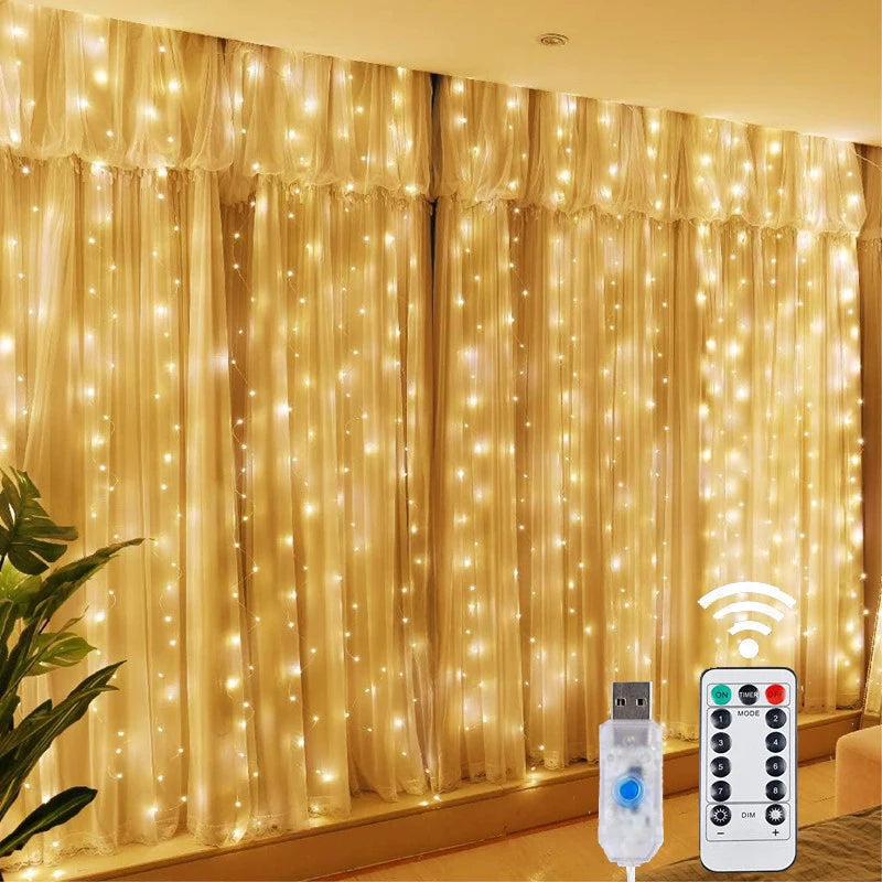 Rideau Lumineux LED à Fil de Cuivre – 8 Modes avec Télécommande USB