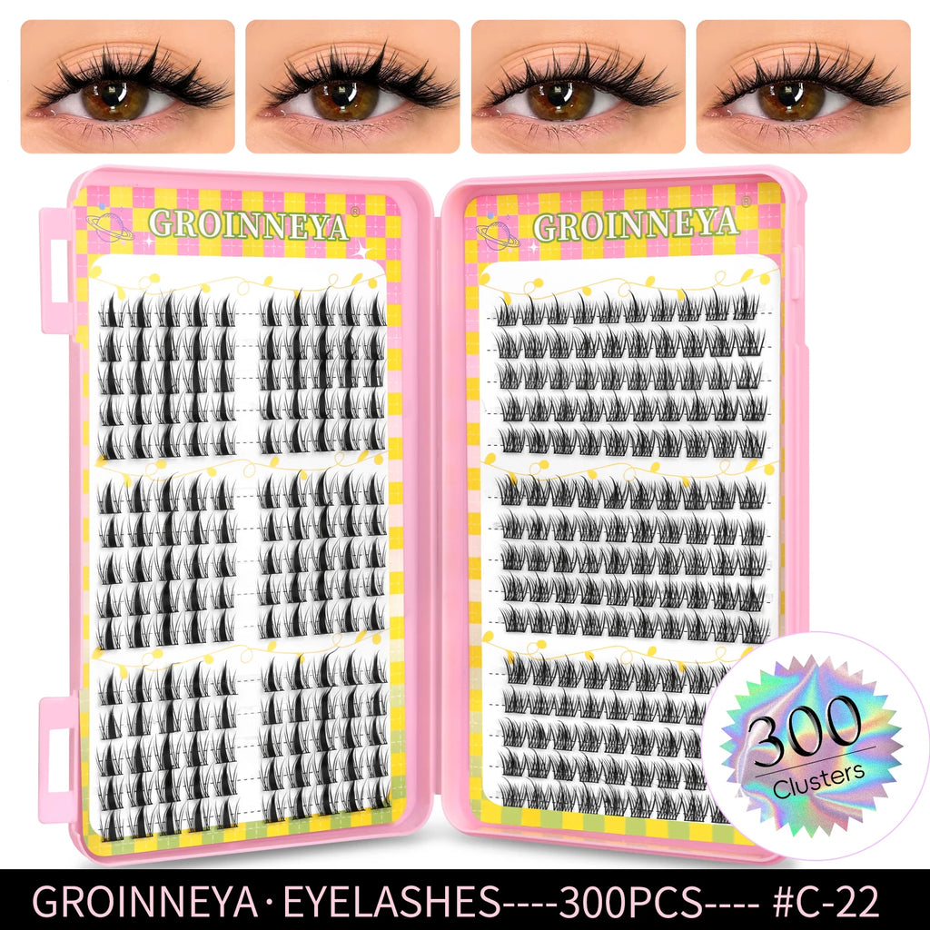Eyelashes Clusters 320 pcs Natural Eyelash extension Cluster Lashes Volume Mixed Tray Lashes Cluster Natural Lashes