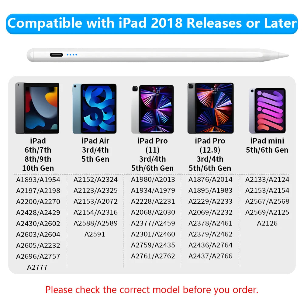 Stylet actile pour IPad – Apple Pencil Compatible avec Indicateurs LED
