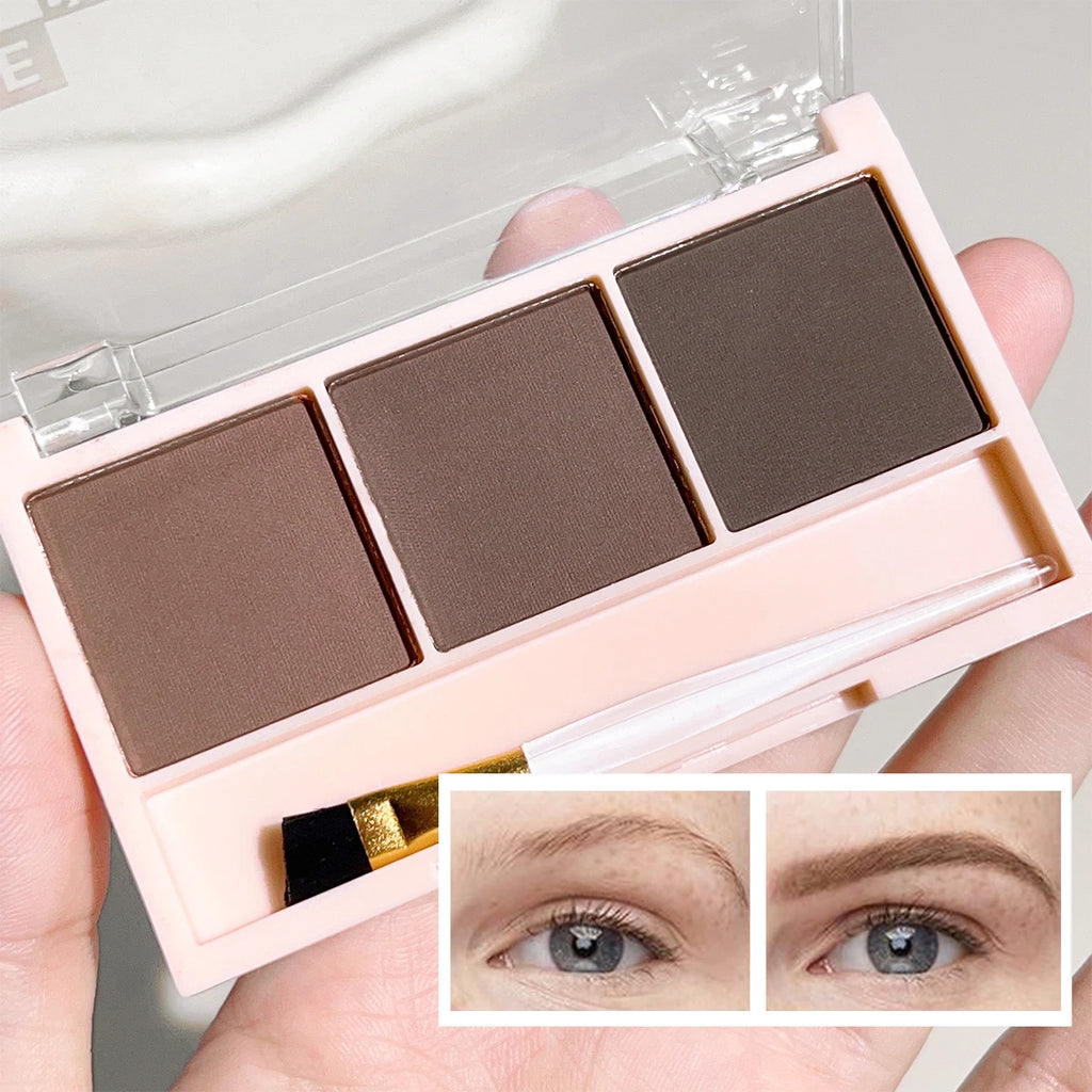 Ensemble de Poudre à Sourcils 3 Couleurs avec Pinceau