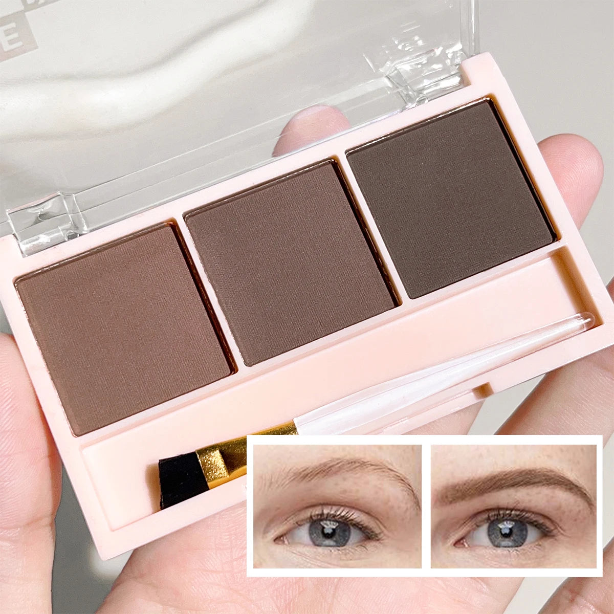 Ensemble de Poudre à Sourcils 3 Couleurs avec Pinceau