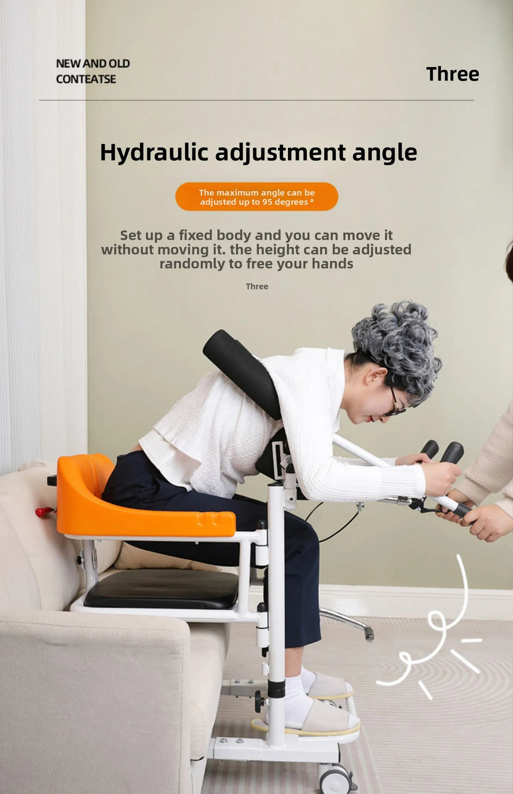 Chaise Hydraulique de Transfert d'ascenseur Patient W/180 ° Bac de lit à Siège Fendu