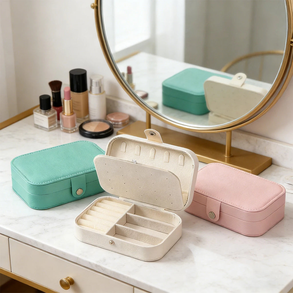 Boîte à Bijoux Portable Multi-Compartiments avec Doublure en Velours – Organisateur de Voyage