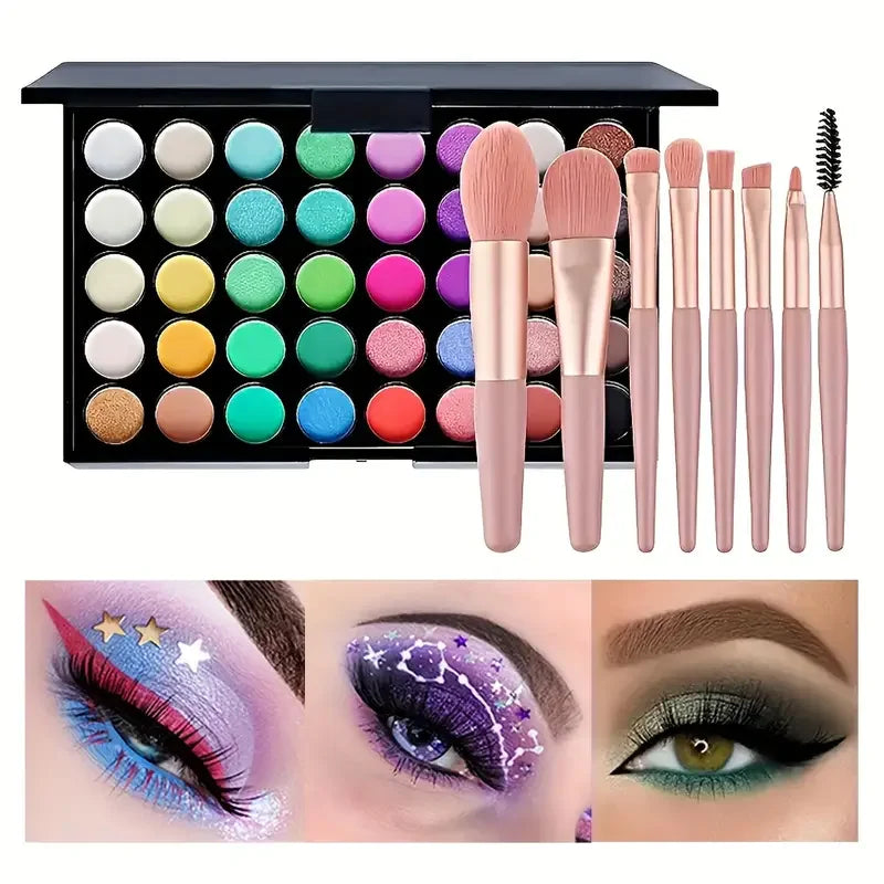 Palette de Fards à Paupières Pailletés – 40 Couleurs, Longue Durée et Étanche