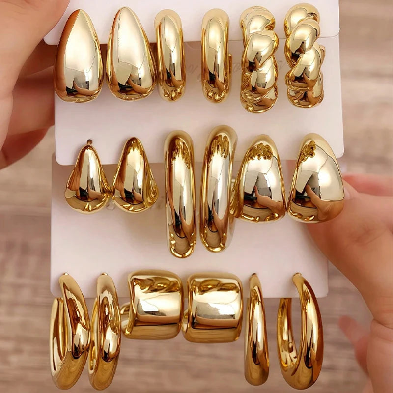 Ensemble de Boucles d’Oreilles – Style Vintage, Géométrique & Mode