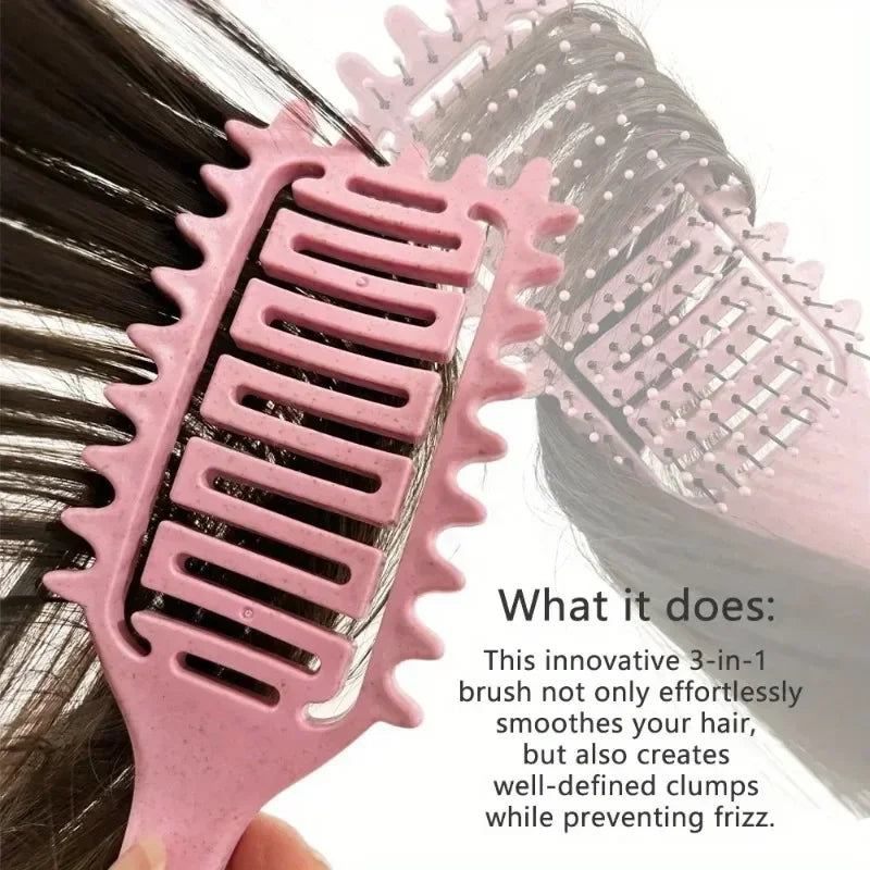 Brosse Définition de Boucles 3-en-1, un Outil Polyvalent Conçu pour Démêler, Définir et Styliser