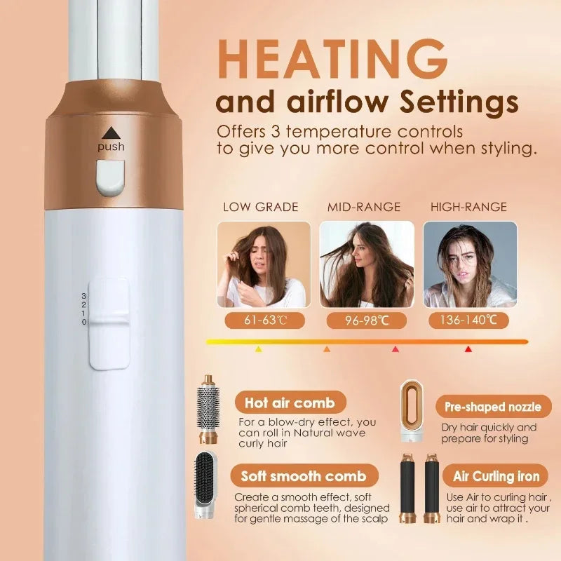 Brosse Coiffante & Sèche-Cheveux 5 en 1 – Outil de Coiffure Multifonction Professionnel