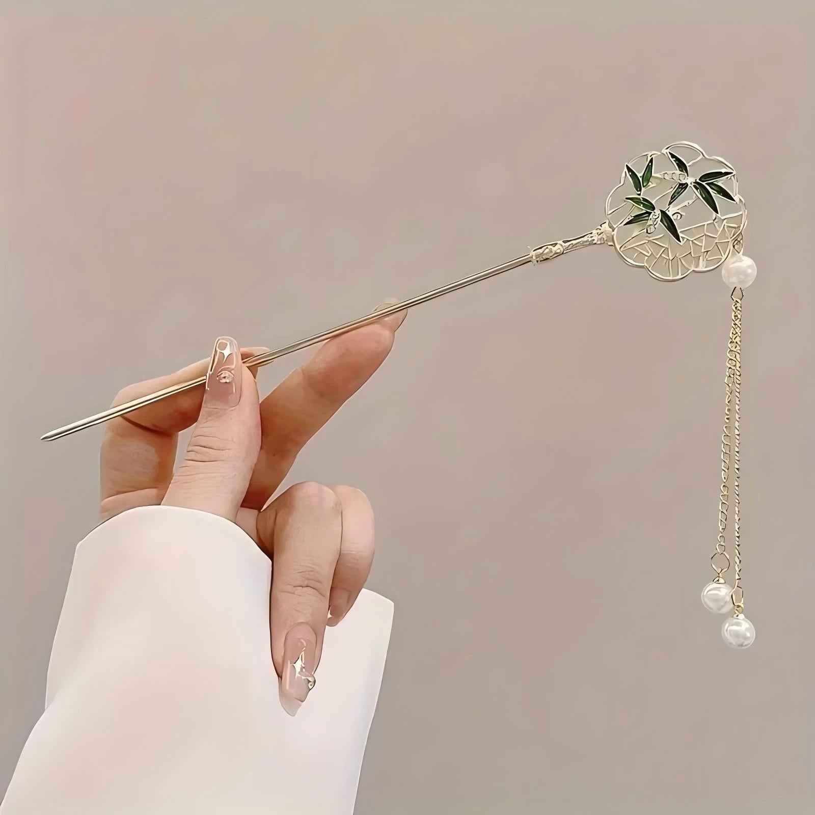 Pince à Cheveux Élégante Style Chinois – Bâton à Pompon Floral Traditionnel